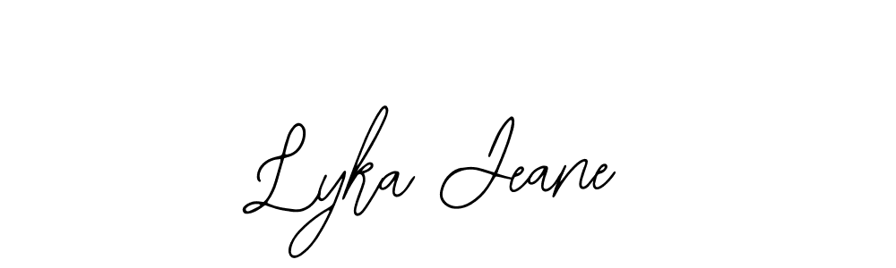 You should practise on your own different ways (Bearetta-2O07w) to write your name (Lyka Jeane) in signature. don't let someone else do it for you. Lyka Jeane signature style 12 images and pictures png