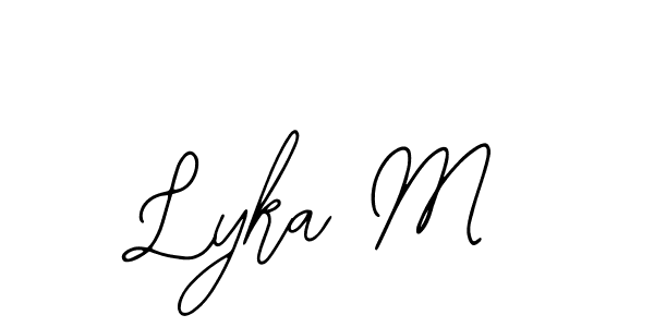 The best way (Bearetta-2O07w) to make a short signature is to pick only two or three words in your name. The name Lyka M include a total of six letters. For converting this name. Lyka M signature style 12 images and pictures png