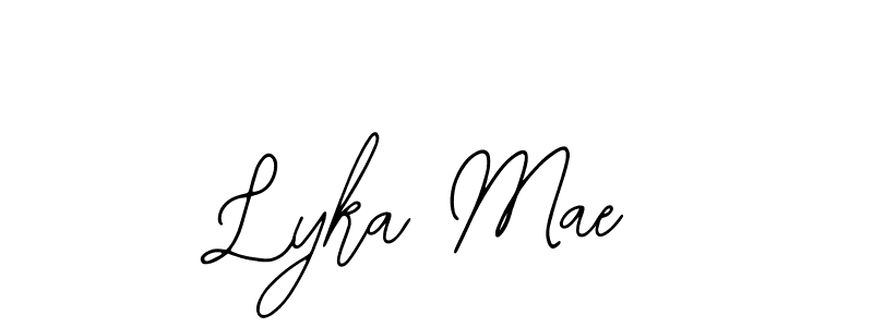 You should practise on your own different ways (Bearetta-2O07w) to write your name (Lyka Mae) in signature. don't let someone else do it for you. Lyka Mae signature style 12 images and pictures png