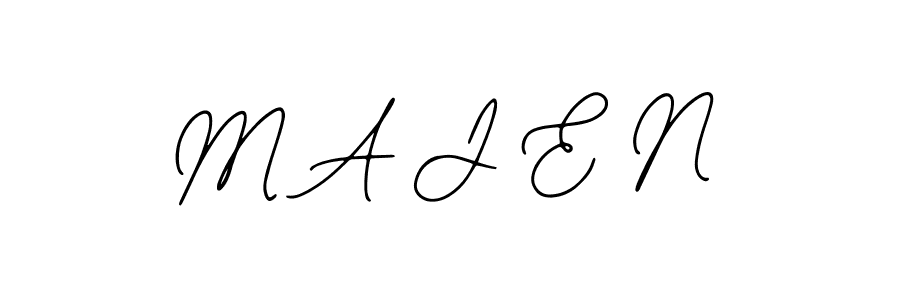 How to make M A J E N name signature. Use Bearetta-2O07w style for creating short signs online. This is the latest handwritten sign. M A J E N signature style 12 images and pictures png