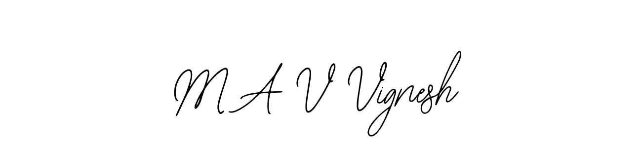 How to make M A V Vignesh name signature. Use Bearetta-2O07w style for creating short signs online. This is the latest handwritten sign. M A V Vignesh signature style 12 images and pictures png