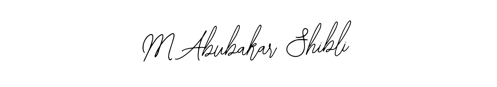 The best way (Bearetta-2O07w) to make a short signature is to pick only two or three words in your name. The name M Abubakar Shibli include a total of six letters. For converting this name. M Abubakar Shibli signature style 12 images and pictures png