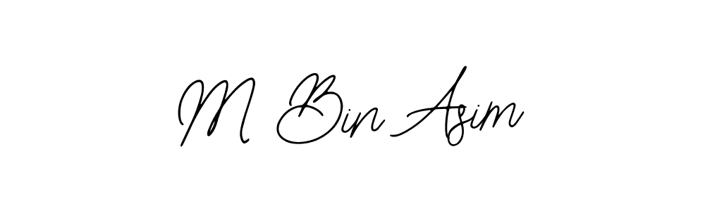 You should practise on your own different ways (Bearetta-2O07w) to write your name (M Bin Asim) in signature. don't let someone else do it for you. M Bin Asim signature style 12 images and pictures png