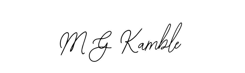 How to make M G Kamble name signature. Use Bearetta-2O07w style for creating short signs online. This is the latest handwritten sign. M G Kamble signature style 12 images and pictures png