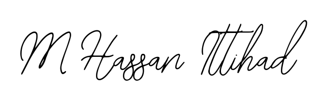 Create your official email sign-off with M Hassan Ittihad name in Bearetta-2O07w style. Crisp, clean, and perfectly legible across all screens. M Hassan Ittihad signature style 12 images and pictures png