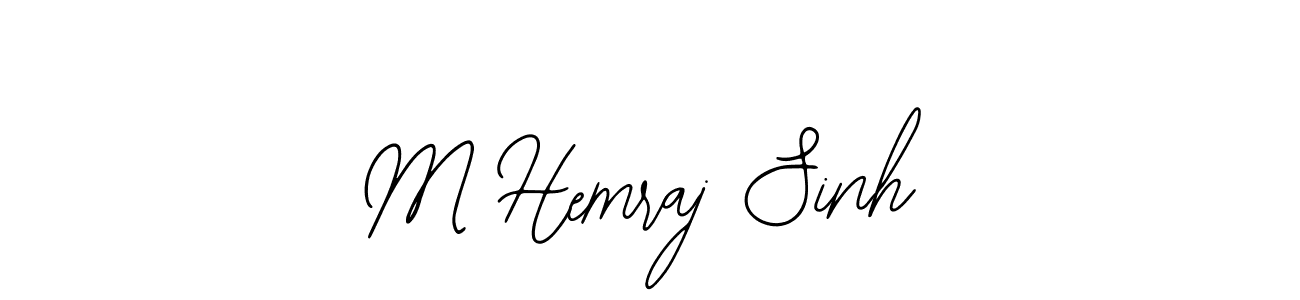 How to make M Hemraj Sinh name signature. Use Bearetta-2O07w style for creating short signs online. This is the latest handwritten sign. M Hemraj Sinh signature style 12 images and pictures png