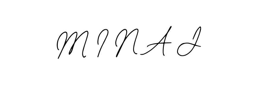 Use a signature maker to create a handwritten signature online. With this signature software, you can design (Bearetta-2O07w) your own signature for name M I N A J. M I N A J signature style 12 images and pictures png
