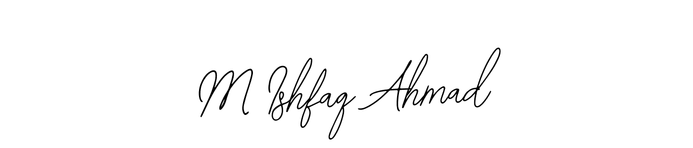 How to make M Ishfaq Ahmad name signature. Use Bearetta-2O07w style for creating short signs online. This is the latest handwritten sign. M Ishfaq Ahmad signature style 12 images and pictures png