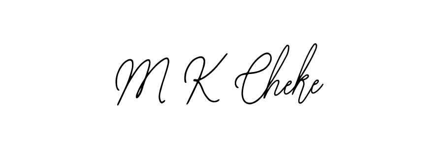 The best way (Bearetta-2O07w) to make a short signature is to pick only two or three words in your name. The name M K Cheke include a total of six letters. For converting this name. M K Cheke signature style 12 images and pictures png