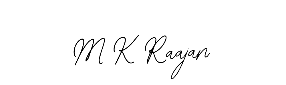How to make M K Raajan name signature. Use Bearetta-2O07w style for creating short signs online. This is the latest handwritten sign. M K Raajan signature style 12 images and pictures png