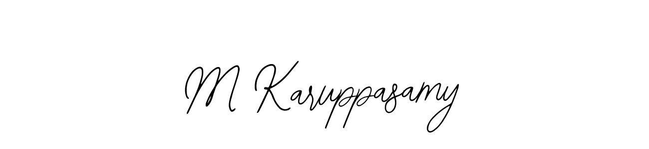 The best way (Bearetta-2O07w) to make a short signature is to pick only two or three words in your name. The name M Karuppasamy include a total of six letters. For converting this name. M Karuppasamy signature style 12 images and pictures png