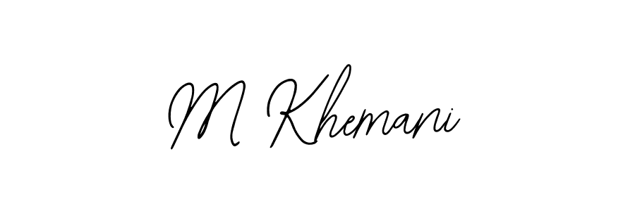 You should practise on your own different ways (Bearetta-2O07w) to write your name (M Khemani) in signature. don't let someone else do it for you. M Khemani signature style 12 images and pictures png