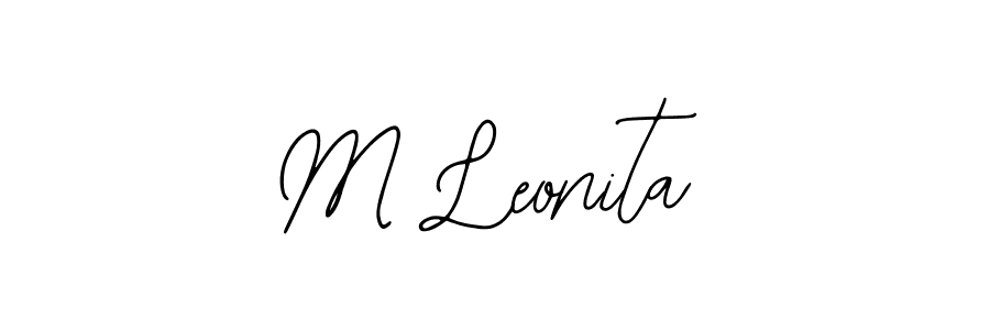 How to make M Leonita name signature. Use Bearetta-2O07w style for creating short signs online. This is the latest handwritten sign. M Leonita signature style 12 images and pictures png