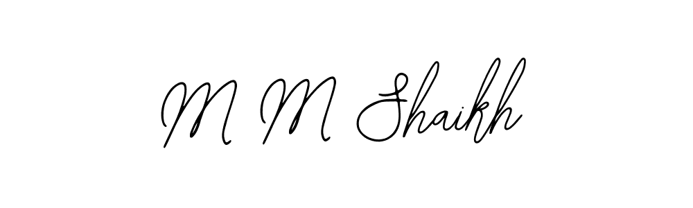 How to make M M Shaikh name signature. Use Bearetta-2O07w style for creating short signs online. This is the latest handwritten sign. M M Shaikh signature style 12 images and pictures png