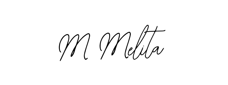 Bearetta-2O07w is a professional signature style that is perfect for those who want to add a touch of class to their signature. It is also a great choice for those who want to make their signature more unique. Get M Melita name to fancy signature for free. M Melita signature style 12 images and pictures png