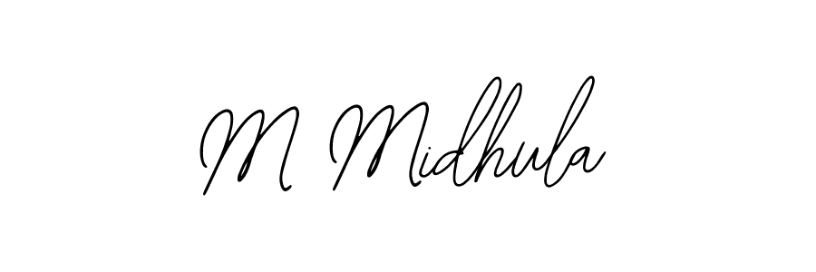 You should practise on your own different ways (Bearetta-2O07w) to write your name (M Midhula) in signature. don't let someone else do it for you. M Midhula signature style 12 images and pictures png