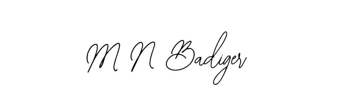 How to make M N Badiger name signature. Use Bearetta-2O07w style for creating short signs online. This is the latest handwritten sign. M N Badiger signature style 12 images and pictures png