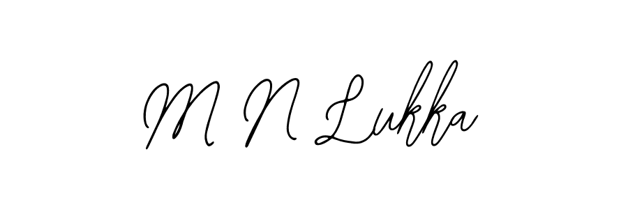 Use a signature maker to create a handwritten signature online. With this signature software, you can design (Bearetta-2O07w) your own signature for name M N Lukka. M N Lukka signature style 12 images and pictures png