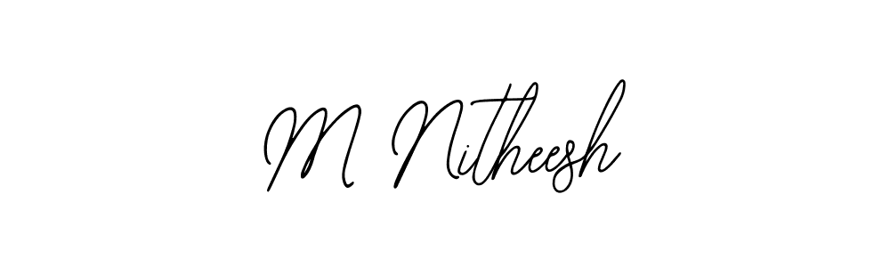 How to make M Nitheesh name signature. Use Bearetta-2O07w style for creating short signs online. This is the latest handwritten sign. M Nitheesh signature style 12 images and pictures png