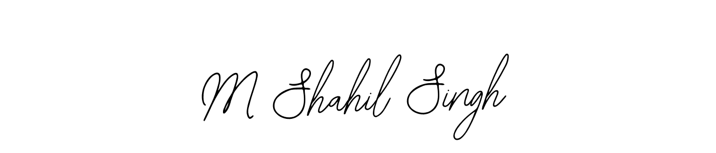 The best way (Bearetta-2O07w) to make a short signature is to pick only two or three words in your name. The name M Shahil Singh include a total of six letters. For converting this name. M Shahil Singh signature style 12 images and pictures png