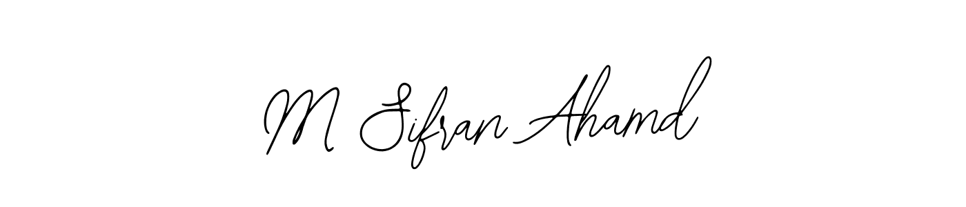 The best way (Bearetta-2O07w) to make a short signature is to pick only two or three words in your name. The name M Sifran Ahamd include a total of six letters. For converting this name. M Sifran Ahamd signature style 12 images and pictures png