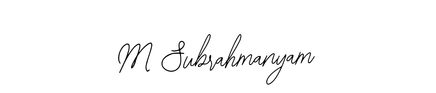 The best way (Bearetta-2O07w) to make a short signature is to pick only two or three words in your name. The name M Subrahmanyam include a total of six letters. For converting this name. M Subrahmanyam signature style 12 images and pictures png