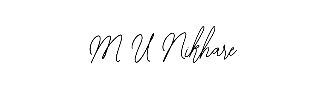 How to make M U Nikhare name signature. Use Bearetta-2O07w style for creating short signs online. This is the latest handwritten sign. M U Nikhare signature style 12 images and pictures png