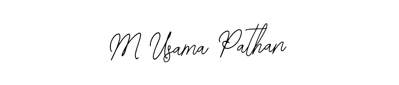 How to make M Usama Pathan name signature. Use Bearetta-2O07w style for creating short signs online. This is the latest handwritten sign. M Usama Pathan signature style 12 images and pictures png