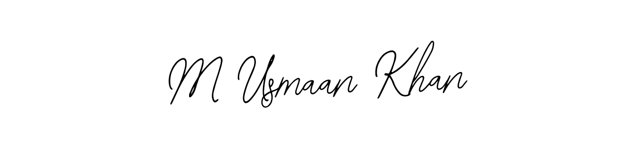 Bearetta-2O07w is a professional signature style that is perfect for those who want to add a touch of class to their signature. It is also a great choice for those who want to make their signature more unique. Get M Usmaan Khan name to fancy signature for free. M Usmaan Khan signature style 12 images and pictures png