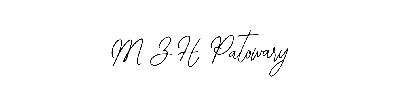 How to make M Z H Patowary name signature. Use Bearetta-2O07w style for creating short signs online. This is the latest handwritten sign. M Z H Patowary signature style 12 images and pictures png