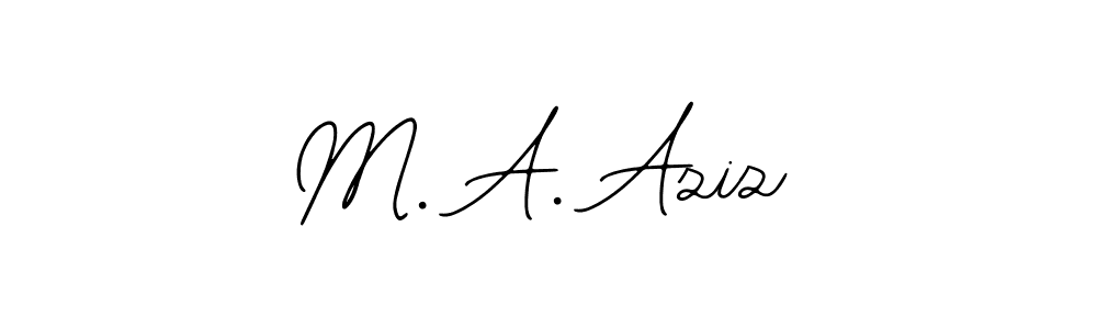 How to make M. A. Aziz name signature. Use Bearetta-2O07w style for creating short signs online. This is the latest handwritten sign. M. A. Aziz signature style 12 images and pictures png