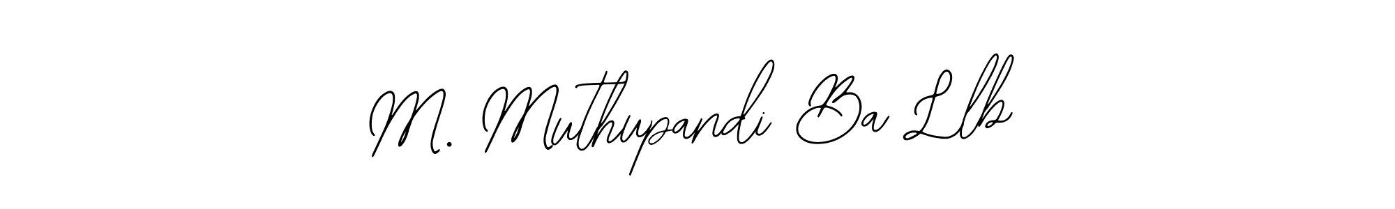 The best way (Bearetta-2O07w) to make a short signature is to pick only two or three words in your name. The name M. Muthupandi Ba Llb include a total of six letters. For converting this name. M. Muthupandi Ba Llb signature style 12 images and pictures png