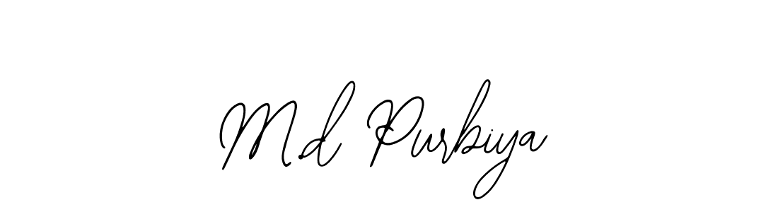 The best way (Bearetta-2O07w) to make a short signature is to pick only two or three words in your name. The name M.d Purbiya include a total of six letters. For converting this name. M.d Purbiya signature style 12 images and pictures png