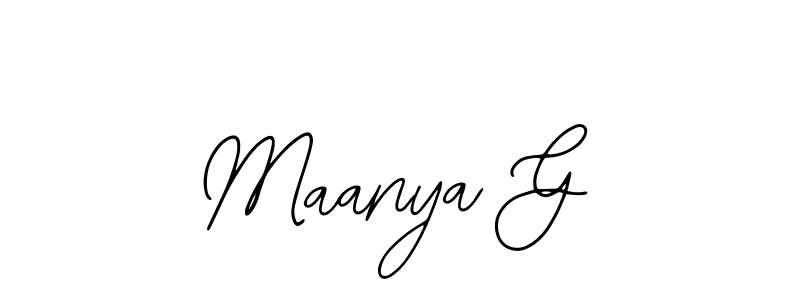 You should practise on your own different ways (Bearetta-2O07w) to write your name (Maanya G) in signature. don't let someone else do it for you. Maanya G signature style 12 images and pictures png