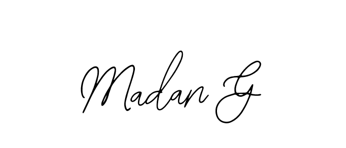 How to make Madan G name signature. Use Bearetta-2O07w style for creating short signs online. This is the latest handwritten sign. Madan G signature style 12 images and pictures png