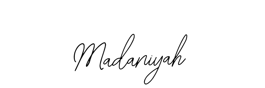 The best way (Bearetta-2O07w) to make a short signature is to pick only two or three words in your name. The name Madaniyah include a total of six letters. For converting this name. Madaniyah signature style 12 images and pictures png
