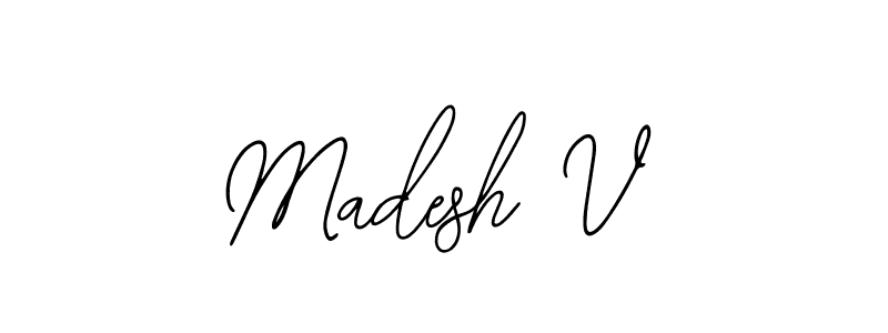 How to make Madesh V name signature. Use Bearetta-2O07w style for creating short signs online. This is the latest handwritten sign. Madesh V signature style 12 images and pictures png