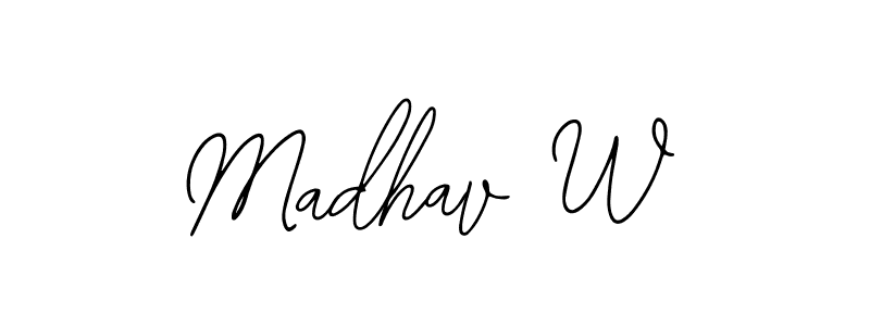 How to make Madhav W name signature. Use Bearetta-2O07w style for creating short signs online. This is the latest handwritten sign. Madhav W signature style 12 images and pictures png