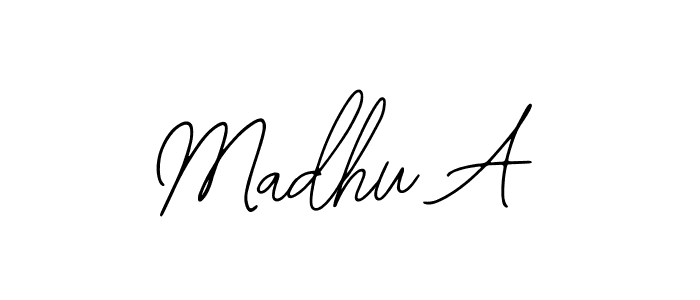 Design your own signature with our free online signature maker. With this signature software, you can create a handwritten (Bearetta-2O07w) signature for name Madhu A. Madhu A signature style 12 images and pictures png