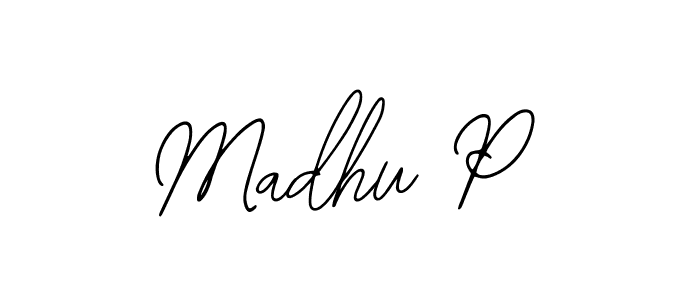 Use a signature maker to create a handwritten signature online. With this signature software, you can design (Bearetta-2O07w) your own signature for name Madhu P. Madhu P signature style 12 images and pictures png