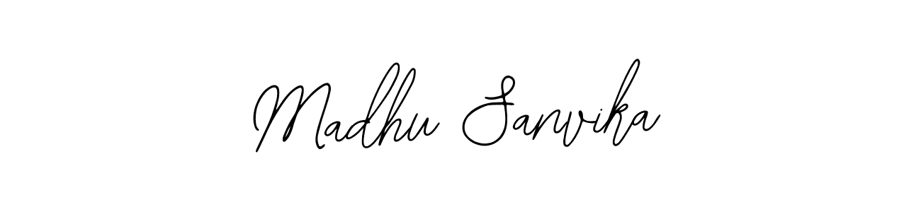 The best way (Bearetta-2O07w) to make a short signature is to pick only two or three words in your name. The name Madhu Sanvika include a total of six letters. For converting this name. Madhu Sanvika signature style 12 images and pictures png
