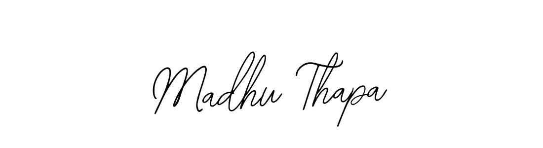 How to make Madhu Thapa name signature. Use Bearetta-2O07w style for creating short signs online. This is the latest handwritten sign. Madhu Thapa signature style 12 images and pictures png