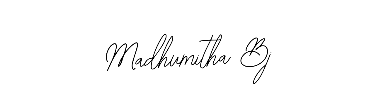 How to make Madhumitha Bj name signature. Use Bearetta-2O07w style for creating short signs online. This is the latest handwritten sign. Madhumitha Bj signature style 12 images and pictures png