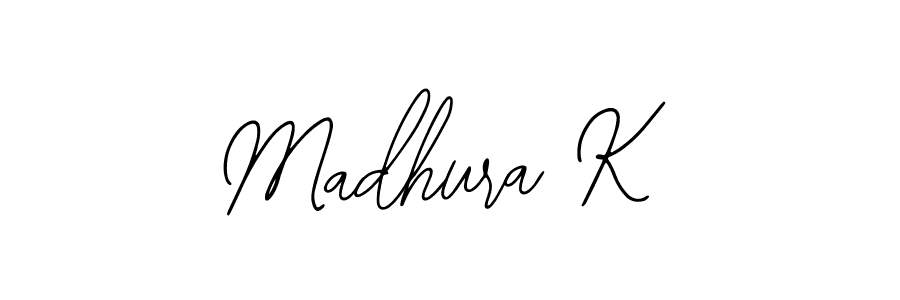 Use a signature maker to create a handwritten signature online. With this signature software, you can design (Bearetta-2O07w) your own signature for name Madhura K. Madhura K signature style 12 images and pictures png