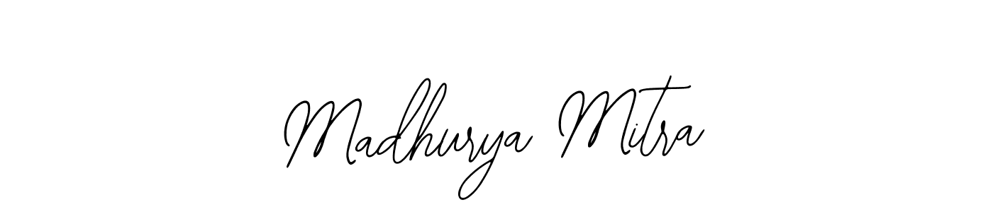 How to make Madhurya Mitra name signature. Use Bearetta-2O07w style for creating short signs online. This is the latest handwritten sign. Madhurya Mitra signature style 12 images and pictures png