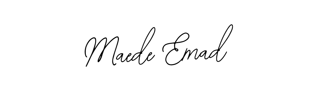 How to make Maede Emad name signature. Use Bearetta-2O07w style for creating short signs online. This is the latest handwritten sign. Maede Emad signature style 12 images and pictures png
