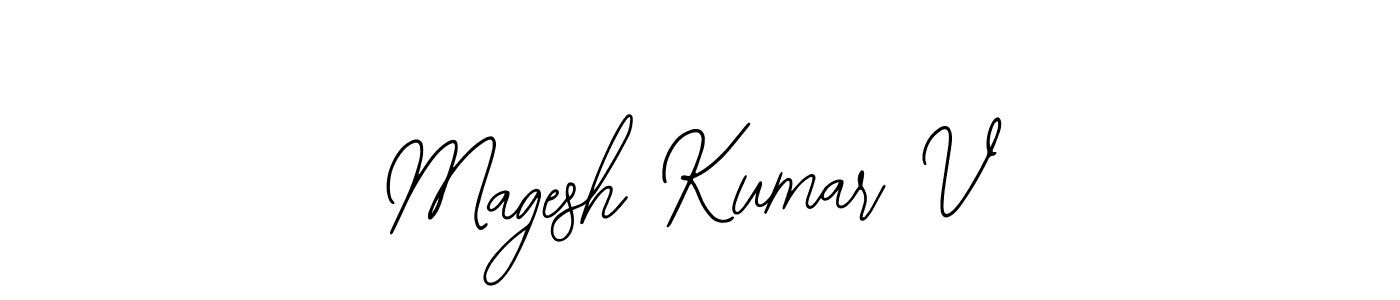 The best way (Bearetta-2O07w) to make a short signature is to pick only two or three words in your name. The name Magesh Kumar V include a total of six letters. For converting this name. Magesh Kumar V signature style 12 images and pictures png