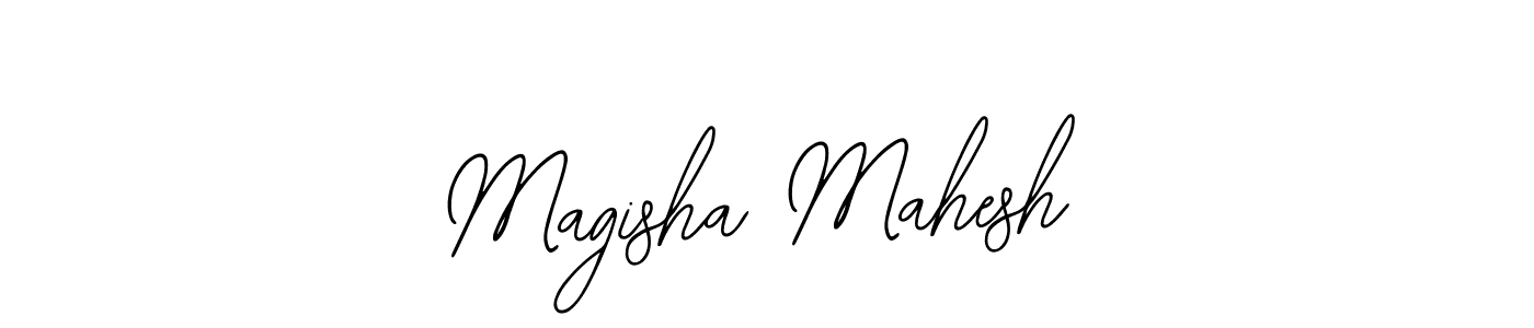 The best way (Bearetta-2O07w) to make a short signature is to pick only two or three words in your name. The name Magisha Mahesh include a total of six letters. For converting this name. Magisha Mahesh signature style 12 images and pictures png