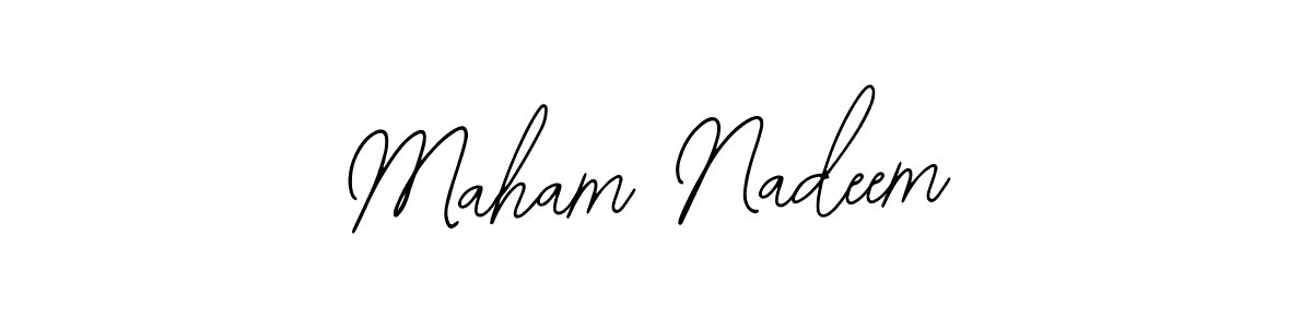 You should practise on your own different ways (Bearetta-2O07w) to write your name (Maham Nadeem) in signature. don't let someone else do it for you. Maham Nadeem signature style 12 images and pictures png