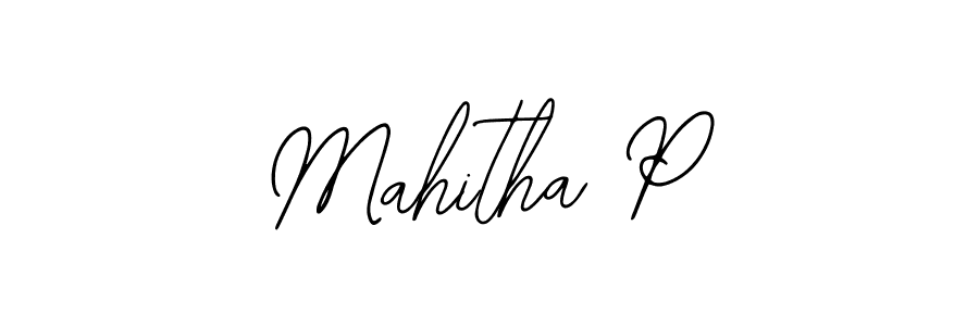 The best way (Bearetta-2O07w) to make a short signature is to pick only two or three words in your name. The name Mahitha P include a total of six letters. For converting this name. Mahitha P signature style 12 images and pictures png